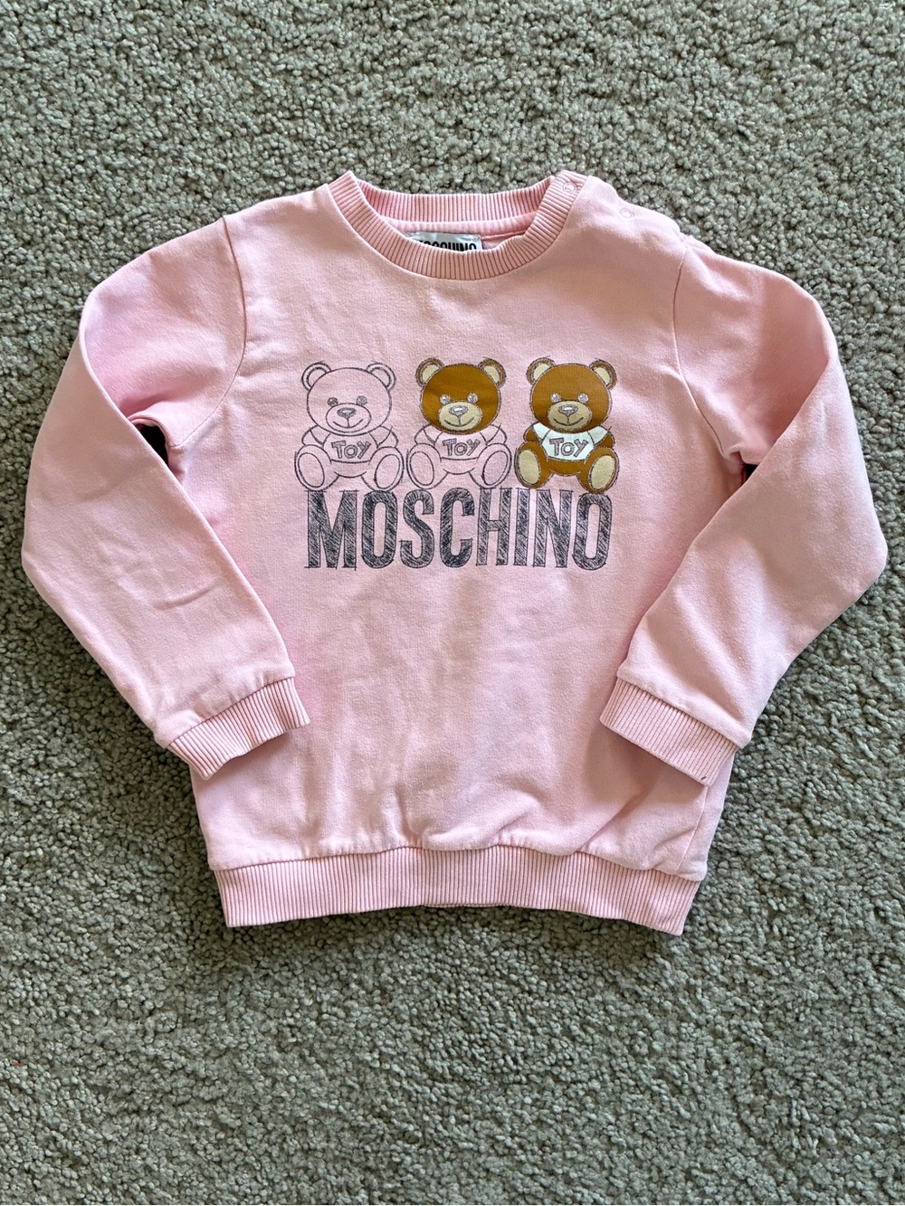 Moschino Kids Light Pink Teddy Bear Logo Sweatshirt
